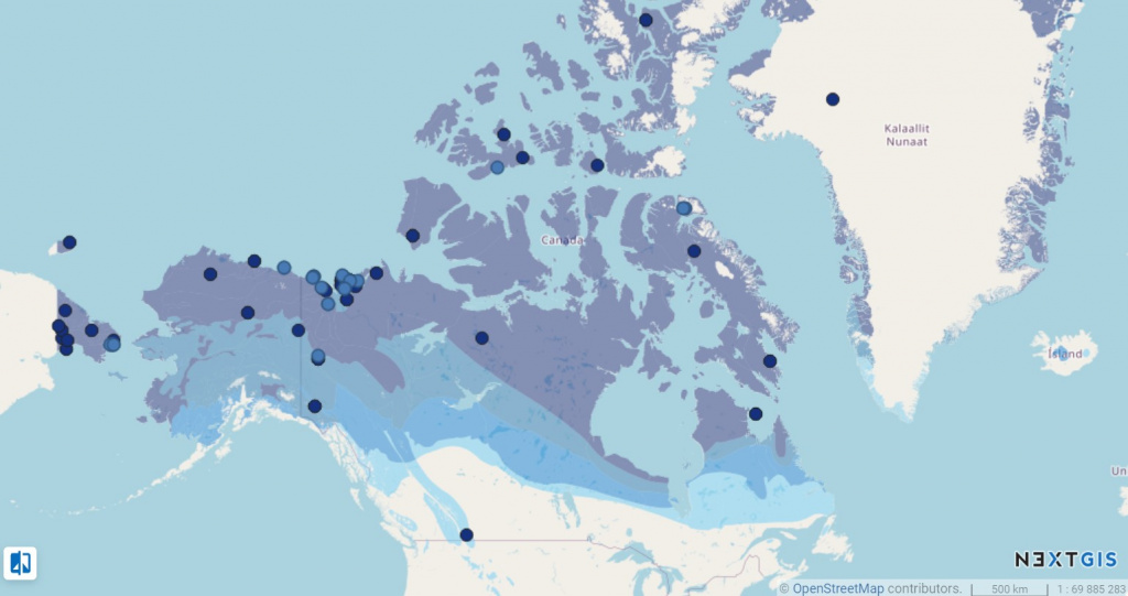 Распространение пластовых льдов в западном полушарии